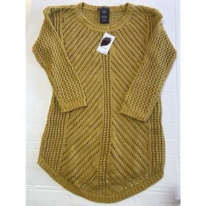 NWT Chelsea‎ & Theodore Women's S Trinket (Yellow) Knit 3/4 Sleeve Boho Sweater